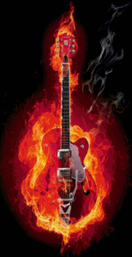 Гитара в огне - гитара, огонь, музыка - предпросмотр