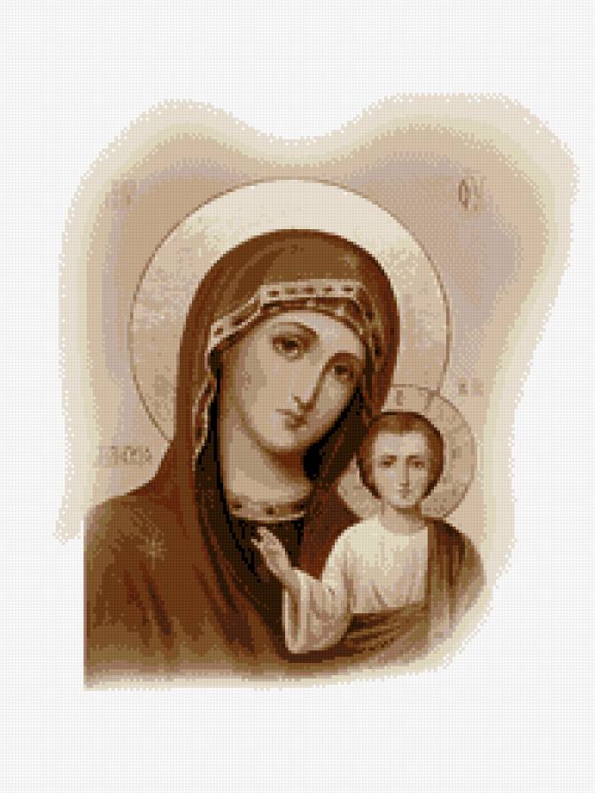 Казанская Богородица 3 - казанская богородица, монохром, религия - предпросмотр
