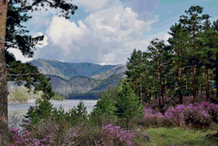 горный пейзаж - пейзаж, луг, природа, горы - предпросмотр