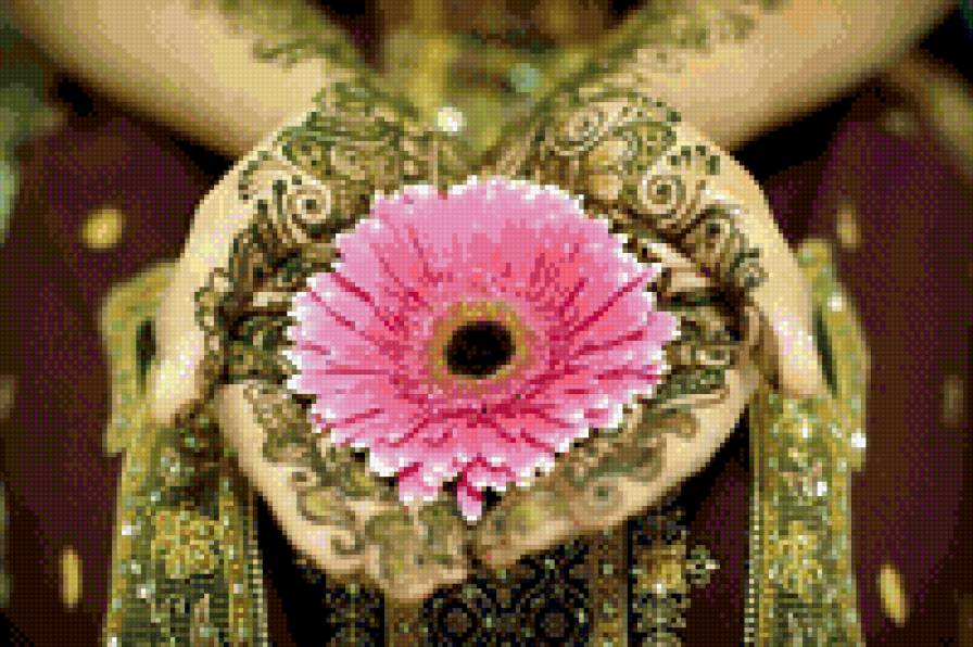 индия - тату, цветок, индия, хна, гербера - предпросмотр