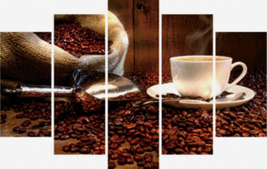 1 Чашка кофе - полиптих, кофе, чашка, мешок - предпросмотр