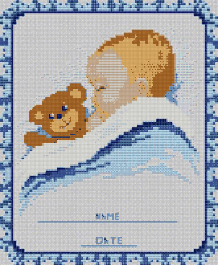 Малыш с мишкой - дети, мальчик, метрика - предпросмотр