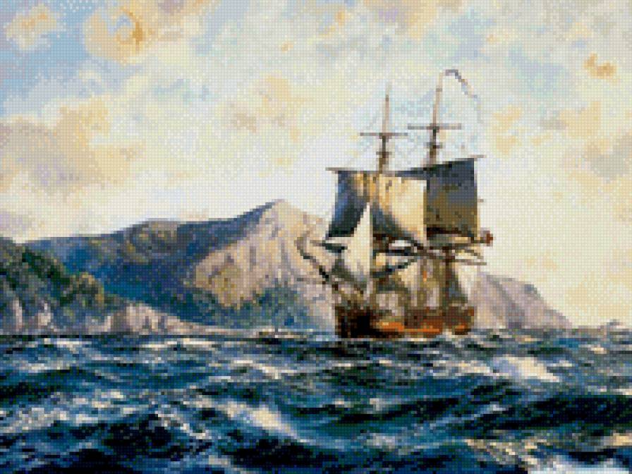 путешествие - скалы, корабль, море, горы, красота - предпросмотр