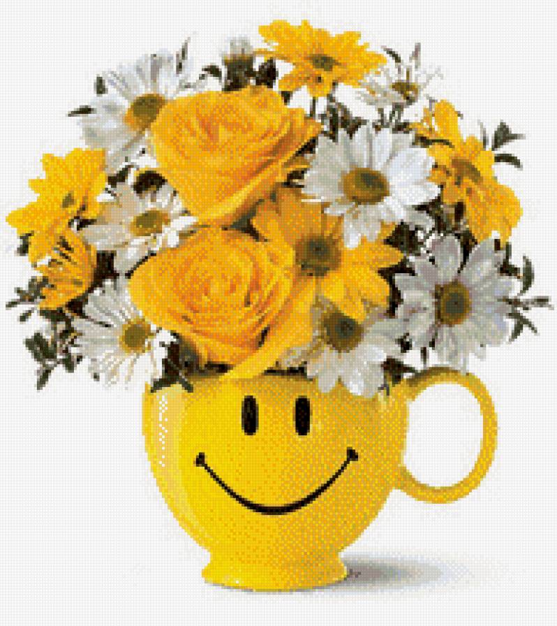 желтые розы с ромашками - предпросмотр