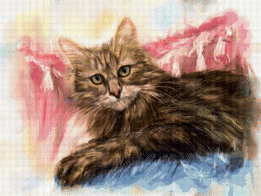 Взгляд - кошка, рисунок, природа, графика - предпросмотр