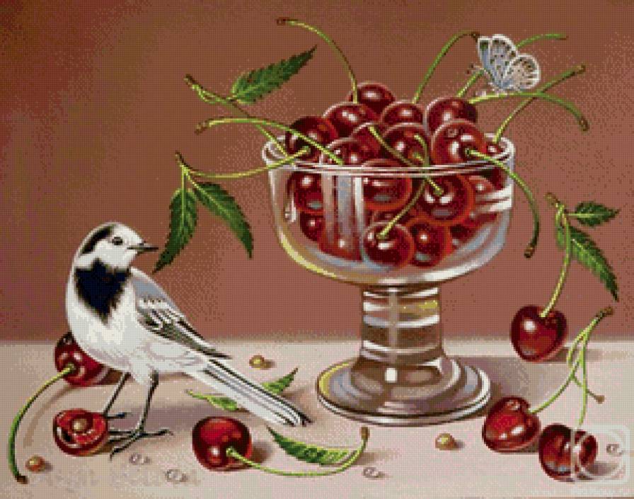 птичка и вишни - предпросмотр