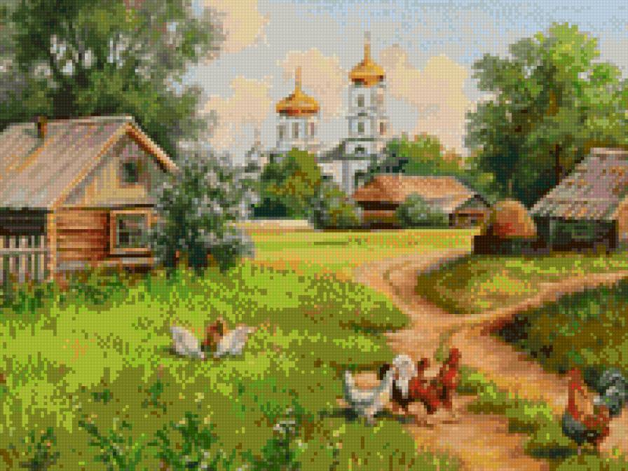 девушка - куры домики - предпросмотр