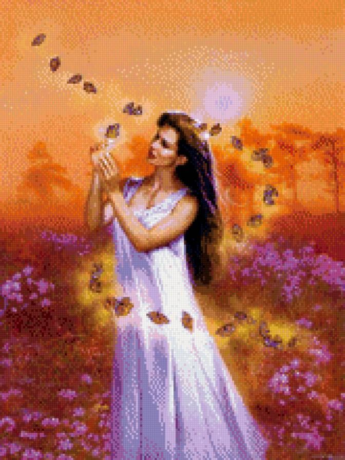 девушка и бабочки - девушка - предпросмотр