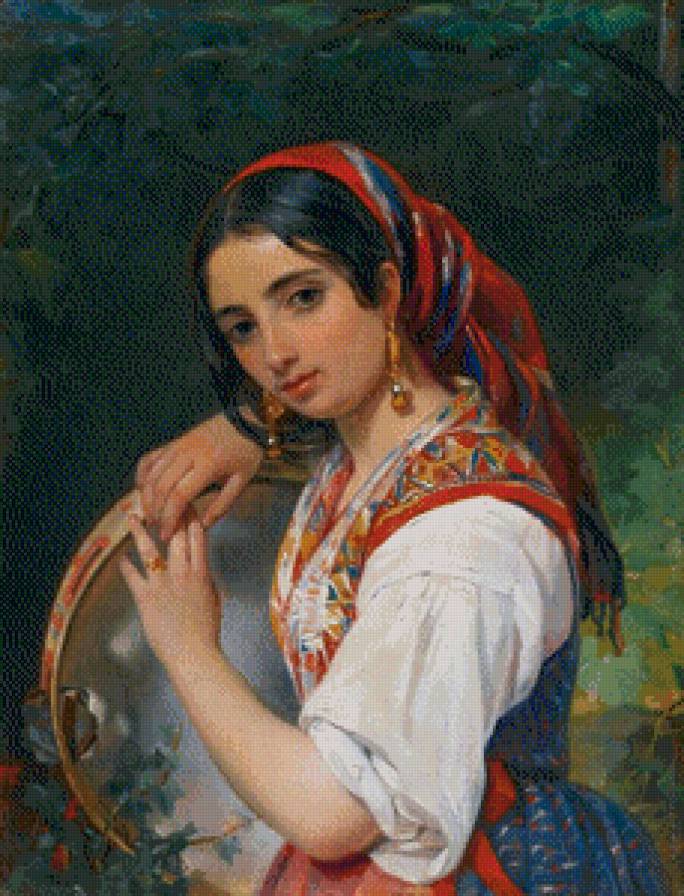 Орлов Пимен Никитич Портет итальянской девочки-пастушки с бубном - классика, портрет - предпросмотр