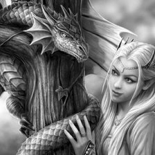 Оригинал схемы вышивки «Девушка с драконом» (№897270)