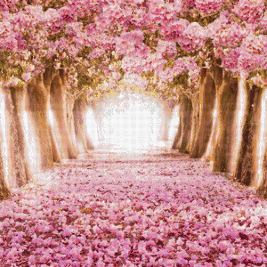 аллея цветов - аллея, весна, цветы, деревья - предпросмотр