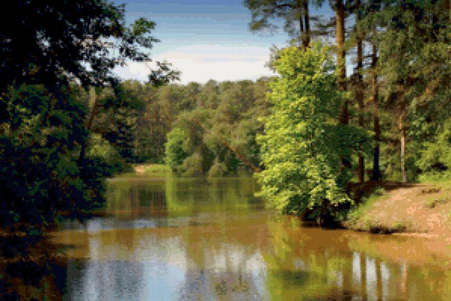 летний пейзаж - река, пейзаж, природа, лес - предпросмотр