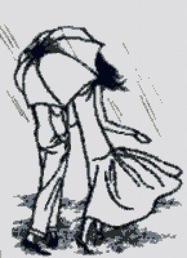 Пара - зонт, дождь - предпросмотр