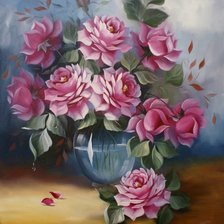Оригинал схемы вышивки «розовые розы в вазе» (№898495)