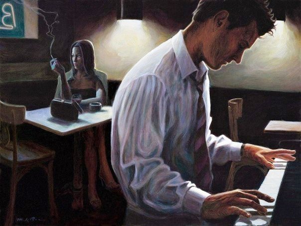играй же, Маэстро - бар, портрет, девушка, пианист - оригинал