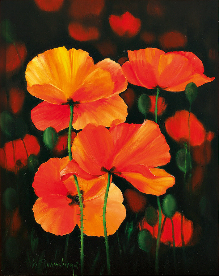 маки - цветы, живопись, картина, букет, панно, маки - оригинал