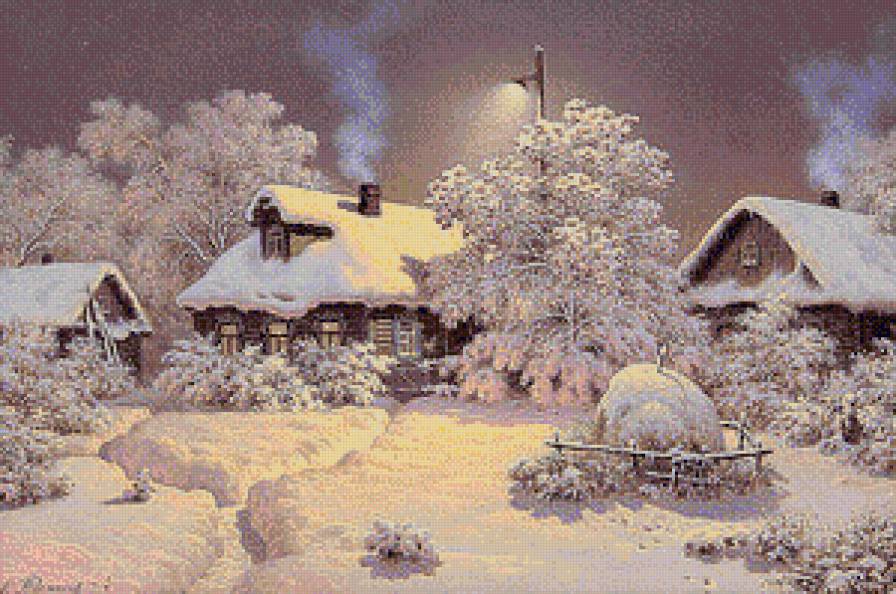 зимний вечер - зима ночь, фонарь снег.дом - предпросмотр