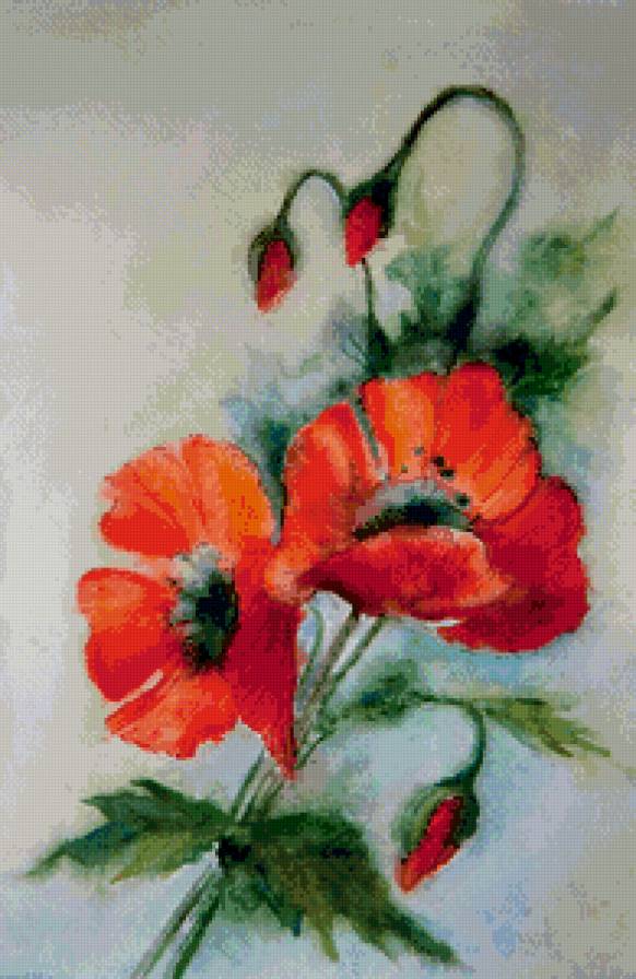 маки - живопись, панно, картина, маки, цветы, букет - предпросмотр