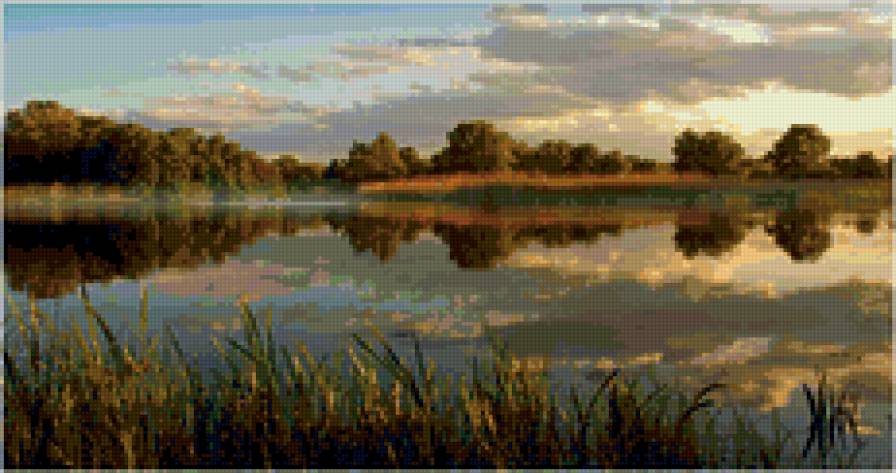 летний вечер - закат, пейзаж, природа. река - предпросмотр