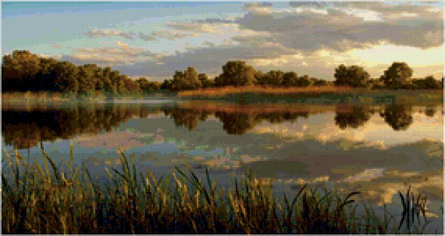 летний вечер - закат, природжа, пейзаж, река - предпросмотр