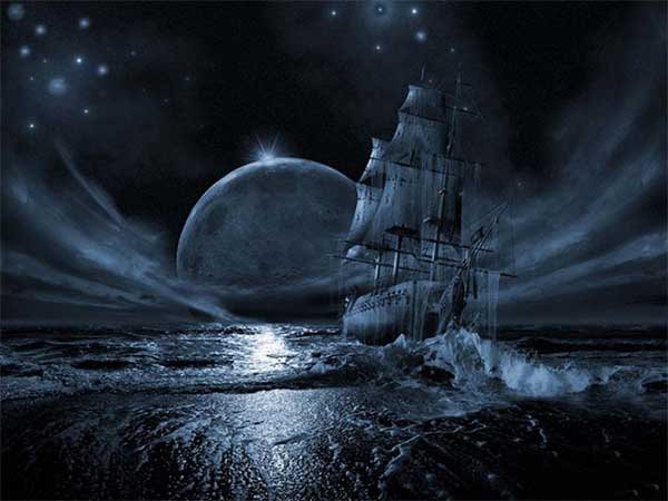 Парусник в ночи - море, парусник, корабль, ночь - оригинал