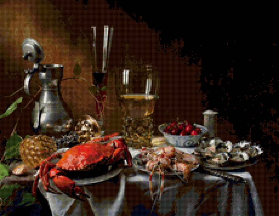 натюрморт - вино, фрукты - предпросмотр