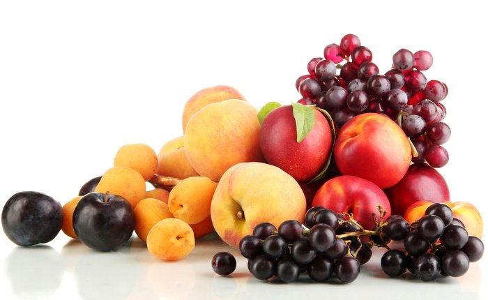 фрукты - персик, слива, виноград, фрукты, кухня, яблоки - оригинал
