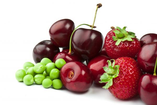 фрукты - черешня, фрукты, клубника, виноград - оригинал