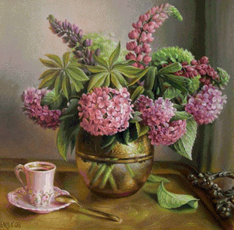 серия "цветы" - цветы.букет.чашка.лошка - предпросмотр