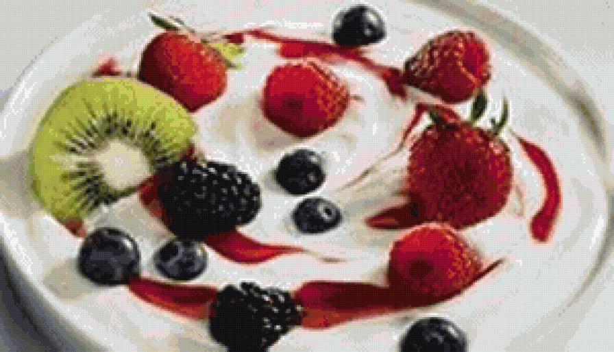 йогурт - десерт, йогурт, ягоды, фрукты - предпросмотр