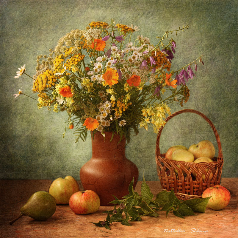 полевые цветы в вазе - цветы, фрукты - оригинал
