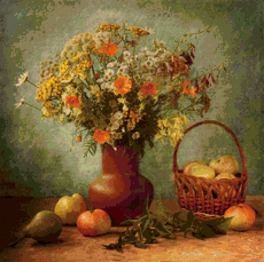полевые цветы в вазе - фрукты, цветы - предпросмотр