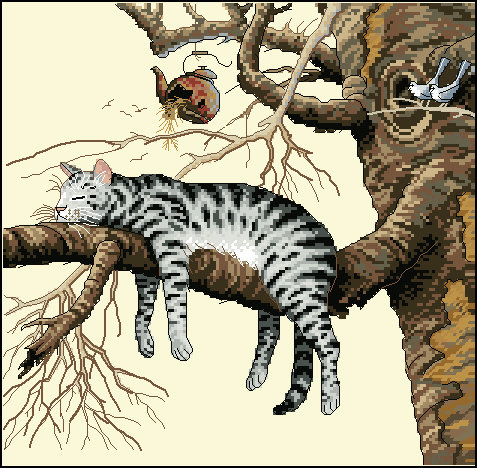 Too Pooped - кот, дерево - оригинал