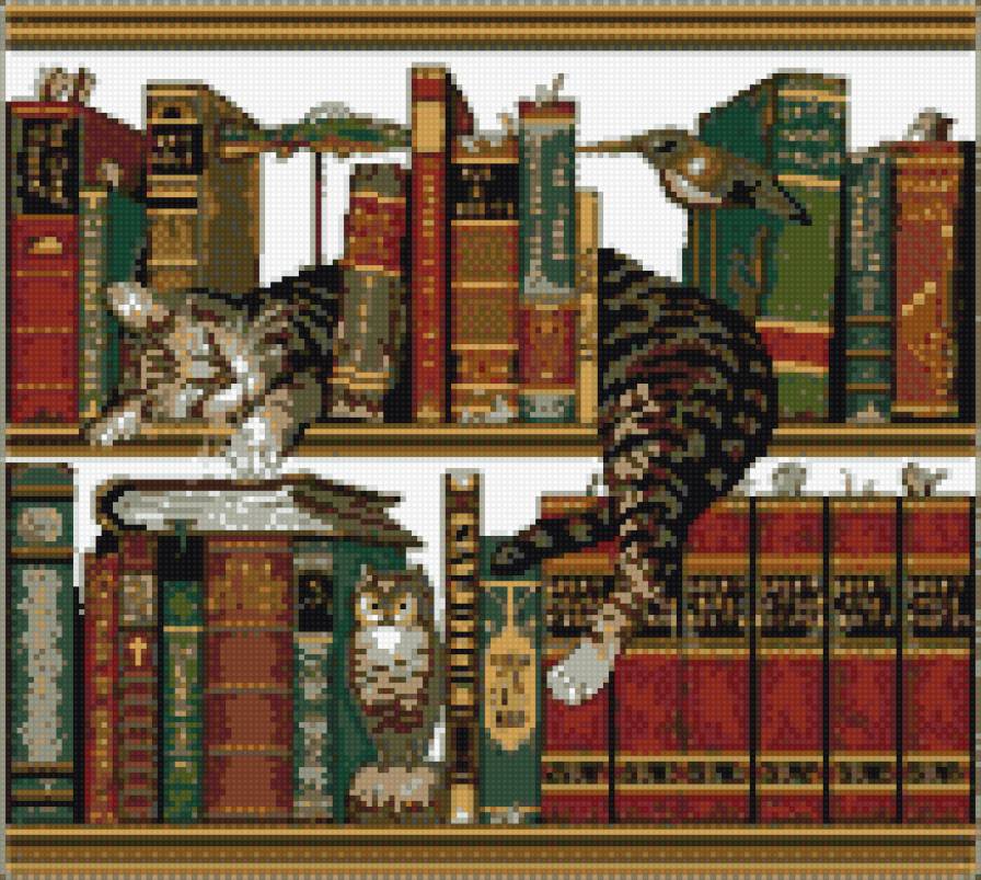 Frederick the Literate - библиотека, кот, книги - предпросмотр