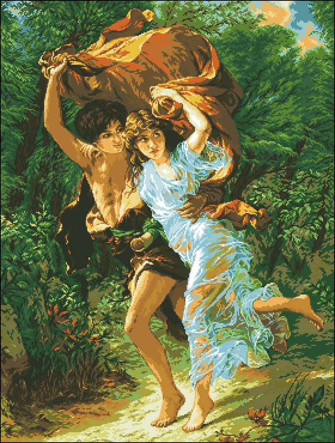 Chemarea dragostei Modificat - лес, любовь, лето, двое, гобелен - оригинал