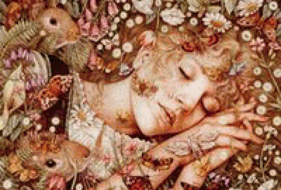 №900837 - цветы, сон, девушка - предпросмотр