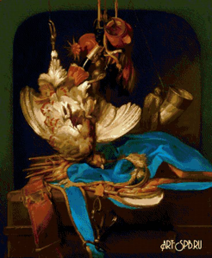 Натюрморт с охотничьим снаряжением 1668 Виллем ван Альст - натюрморт - предпросмотр