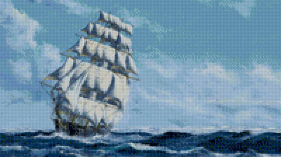 белые паруса - море, корабль - предпросмотр