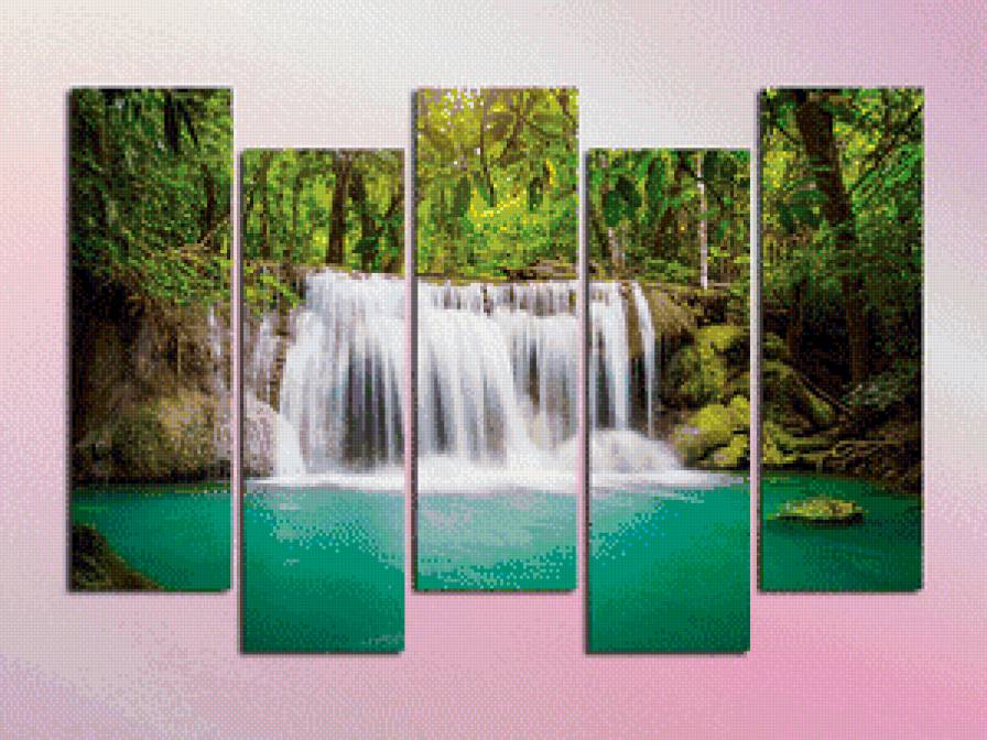 полиптих- водопад - водопад, полиптих, вода, природа - предпросмотр