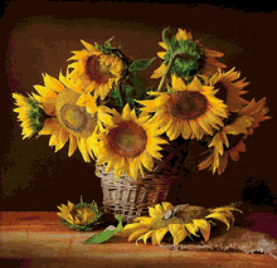 подсолнухи - цветы, ваза - предпросмотр
