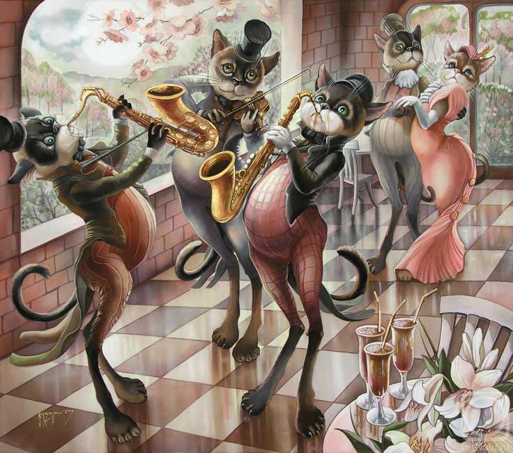 городские коты Надежды Соколовой - коты, животные - оригинал