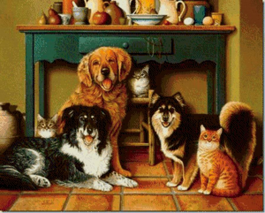 семья - коты, собаки, животные - предпросмотр