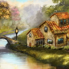 Схема вышивки «Дом у реки»