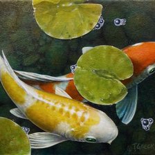 Схема вышивки «пара карпов»