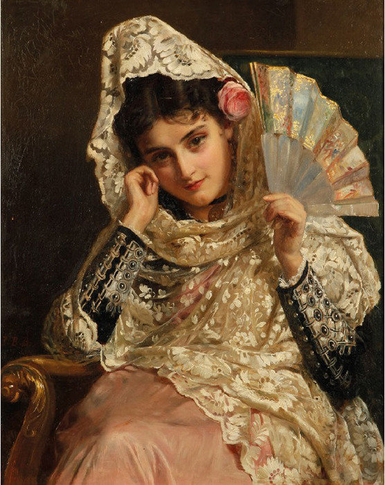 John Bagnold Burgess (1829-1897) - Испанская красавица - классика, портрет - оригинал