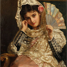 Оригинал схемы вышивки «John Bagnold Burgess (1829-1897) - Испанская красавица» (№903492)