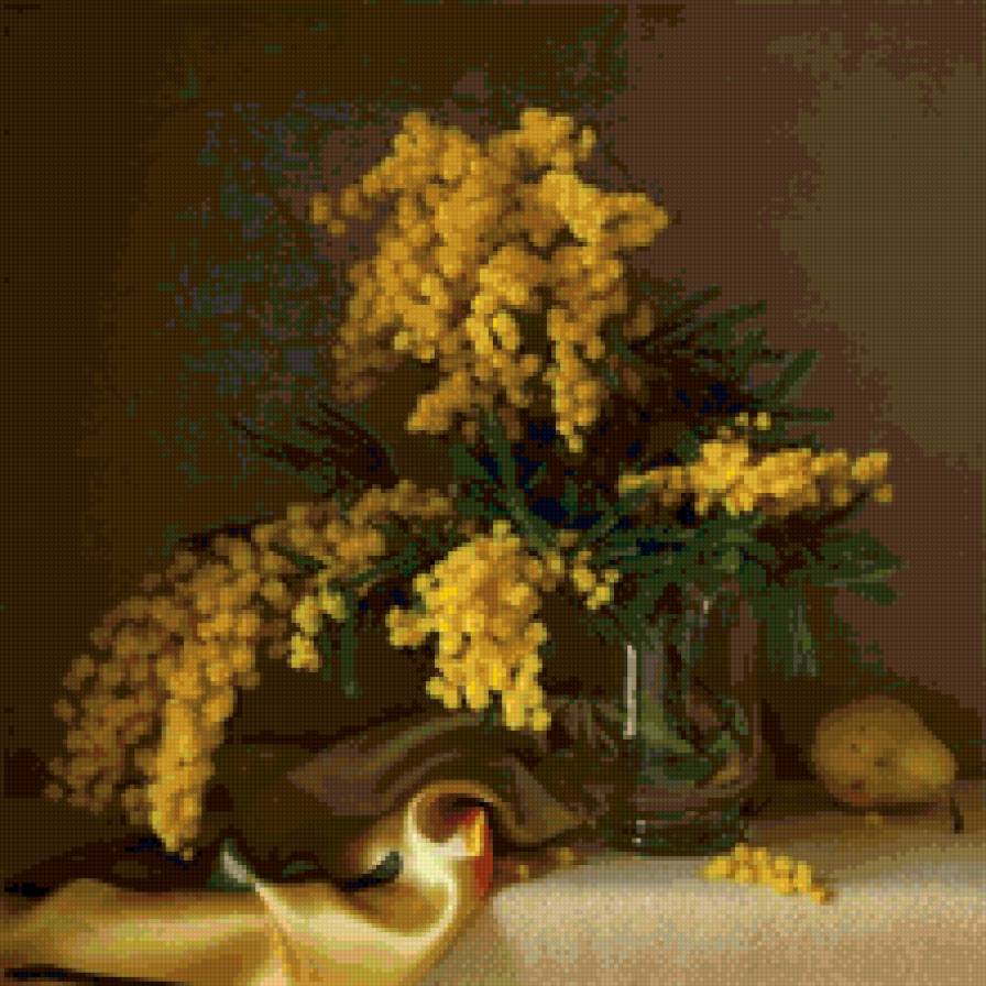 Мимоза в банке - букет, мимоза - предпросмотр