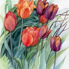 Оригинал схемы вышивки «весенние тюльпаны» (№904864)