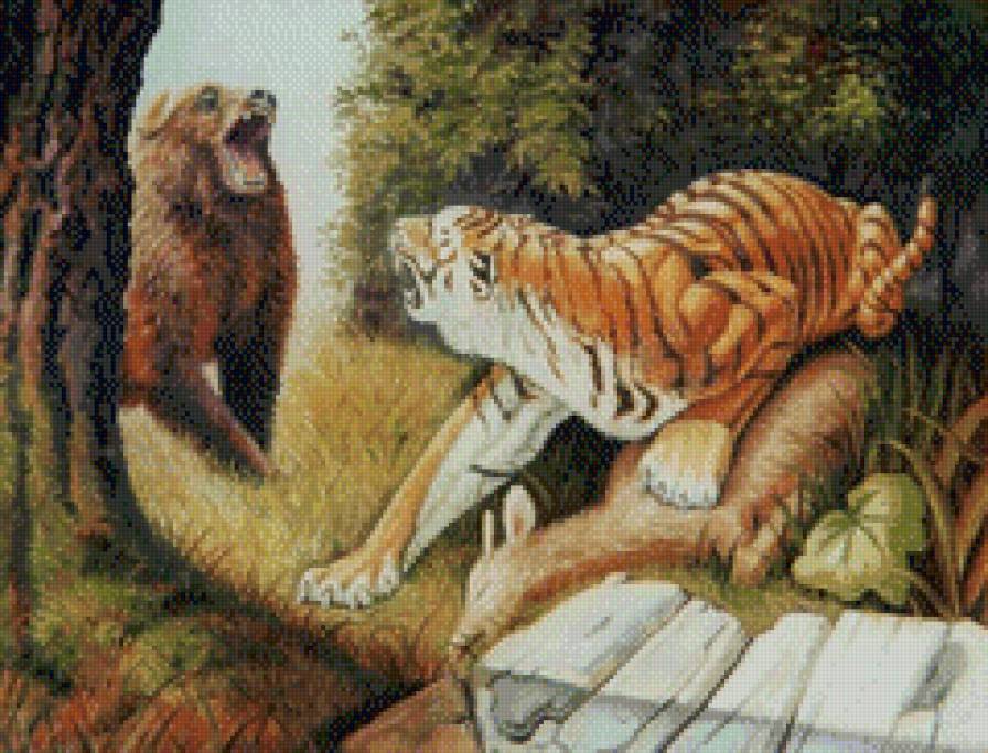 0209 - природа, картина, лето, красота, кошка, тигр, животные, медведь - предпросмотр