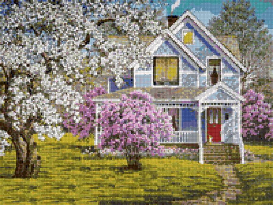 Дом весной - дом, весна, сирень - предпросмотр